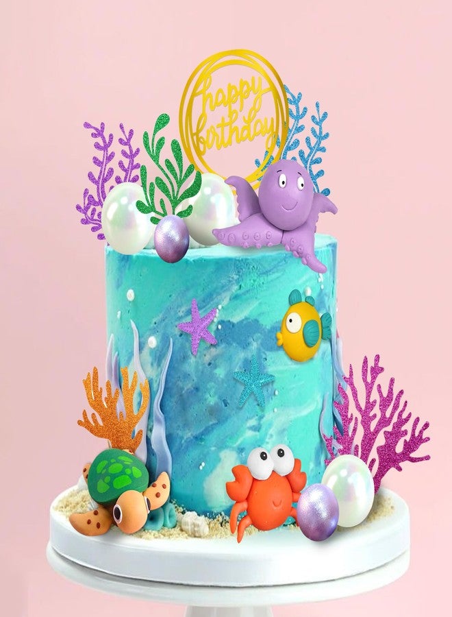 DRWATE 19 PCS Ocean Animal Cake Toppers Sea Animal Cake Toppers Under the Sea Cake Decorations for Sea Ocean Theme Birthday Decorations Supplies (Ocean 2) - Image 3